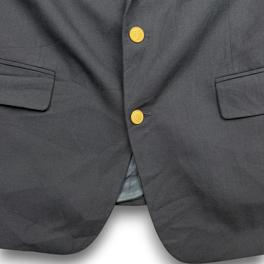 Brooks Brothers‎ Blazer Mens XL Black Gold Buttons Made in USA Wool Professional